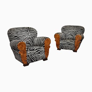 Art Deco French Lounge Chairs, 1920s, Set of 2