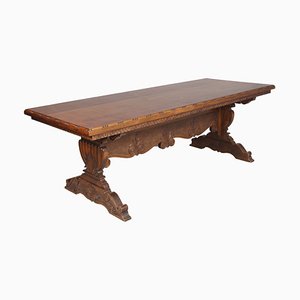 Vintage Renaissance Style Italian Carved Walnut Dining Table by Michele Bonciani-Cascina, 1940s