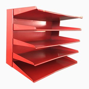 Clasificadora de archivos Mid-Century de metal rojo