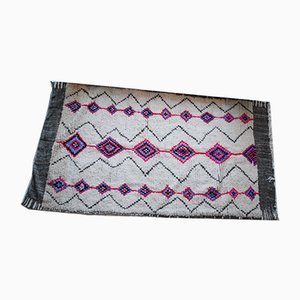 Vintage Fuchsia and Gray Wool Berber Carpet, 1970s
