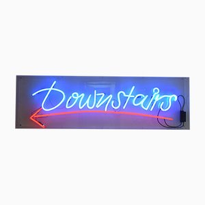 Large Neon Downstairs Sign, 1980s