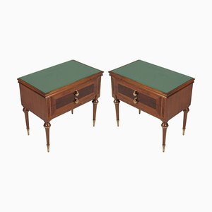 Tables de Chevet Mid-Century en Noyer, en Érable et en Laiton, Set de 2