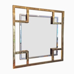 Chrome & Brass Mirror from Maison Jansen, 1980s