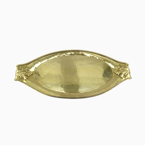 Large Baroque Style Brass Oval Tray, 1950s