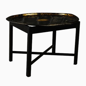 18th Century Black Lacquered and Ebonized Wooden Tray