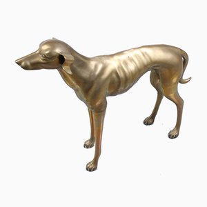 Mid-Century Brass Whippet Greyhound Dog Statue