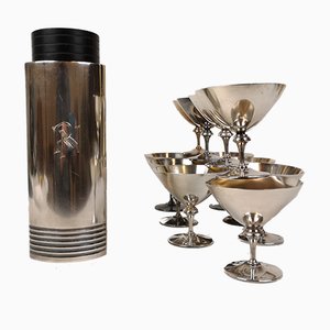 Swedish Silver-Plated Cocktail Set by Arström Folke for GAB, 1940s, Set of 13