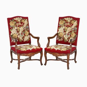 Fauteuils Style Baroque Vintage Brodés, Set de 2