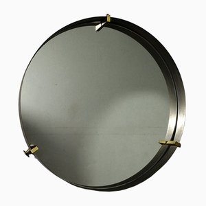 Vintage Brass Round Mirror, 1950s