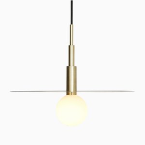 Lampada Spinode minimalista con disco piatto in ottone di Balance Lamp