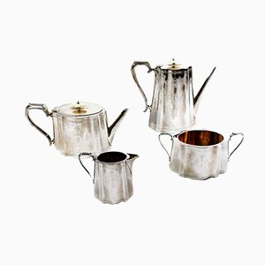 Victorian Silver Plated Tea and Coffee Set from Richard Martin & Ebenezer Hall & Co, Set of 4