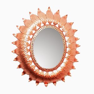 Miroir Sunburst en Métal et Cuivre, années 60