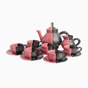 Mid-Century Ceramic Coffee Set from Cerenne Vallauris, 1950s, Set of 15