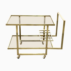 Mid-Century Smoked Glass and Brass Bar Cart, 1970s