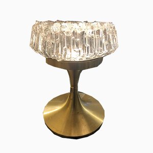 Lampada da tavolo in ottone e vetro di Arlus, anni '60