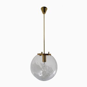 Mid-Century Austrian Brass and Art Glass Pendant Lamp, 1960s