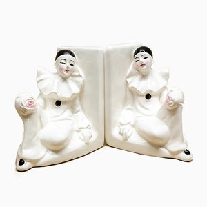 Dutch Pierrot Bookends from Royal Delft, 1970s, Set of 2