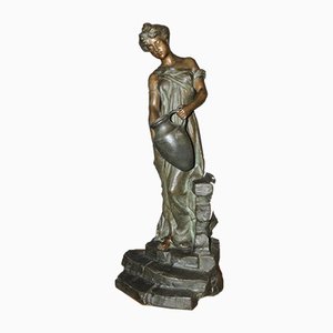 Antique Sculpture of a Woman by Alfred Jean Foretay
