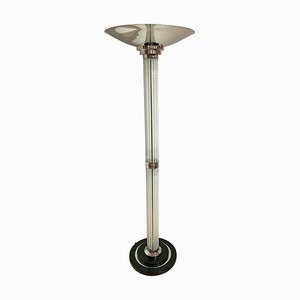 Art Deco Style Model le Mons Glass Rods, Chrome, and Black Lacquer Floor Lamp