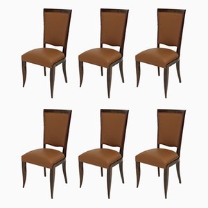 Art Deco French Dining Chairs, 1930s, Set of 6