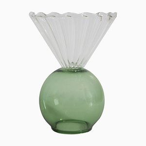 Grüne Vase aus Kristallglas von Natalia Criado
