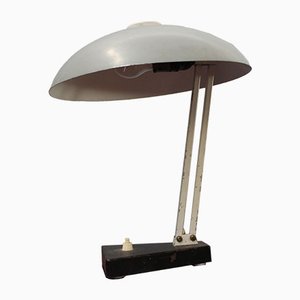 Lampe de Bureau Mid-Century Grise et Blanche, 1950s