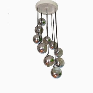 Mid-Century Italian Chrome Cascade Chandelier by Guzzini for Meblo, 1970s