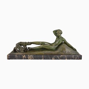 Art Deco Silvered Bronze Sculpture by Georges Gori for La Pointe Editeur, 1930s