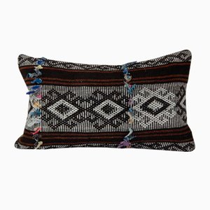 Funda de cojín Kilim de pelo de cabra marrón