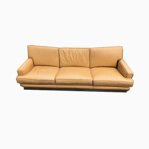 Sofa aus Leder & Gebürstetem Stahl von Jacques Charpentier für Roche Bobois, 1970er