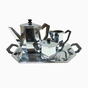 Servicio de café o té modelo Ottagonale de Alessi, años 40. Juego de 4