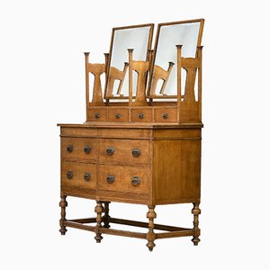 Antique Arts & Crafts Golden Oak Dressing Table