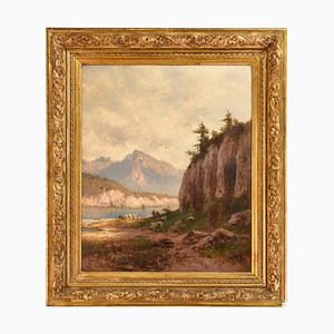 Pintura de paisaje antigua de Godchaux Emile