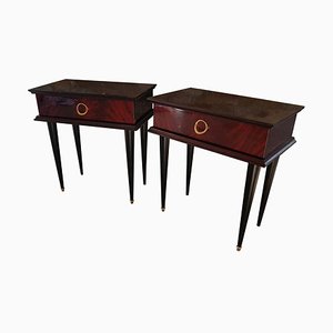 French Mahogany Nightstands, 1950s, Set of 2