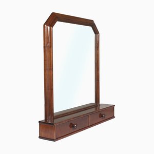 Italian Art Deco Walnut Dressing Table Mirror, 1940s