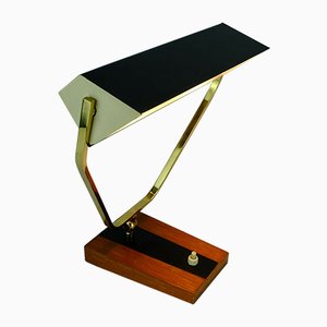 Lampe de Bureau en Métal, Laiton et Teck de Kaiser Leuchten, 1960s