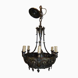 Antique Art Nouveau Brass Chandelier