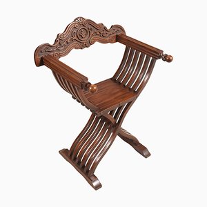 Carved Walnut Desk Chair by Michele Bonciani, 1930s