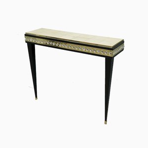 Murano Glass, Brass & Goatskin Console Table, 1950s