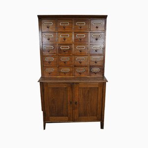 Vintage German Beech Apothecary Cabinet