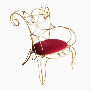 Vintage Sculpture Ram Armchair by Andre Dubreuil for Cecotti