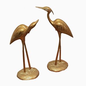 Brass Herons Cranes, 1970s, Set of 2