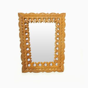 Czech Hand-Carved Wooden Mirror, 1950s