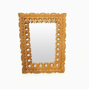 Specchio in legno intagliato a mano, Repubblica Ceca, anni '50