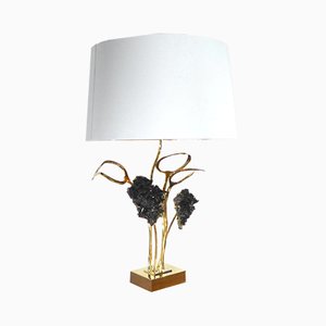 Brass and Black Quartz Table Lamp by Willy Daro, 1970s
