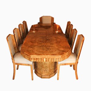 Art Deco Dining Chairs, 1930s, Set of 10