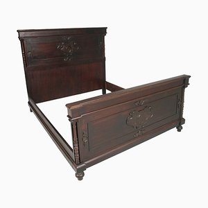Antique Hand-Carved Mahogany Double Bed