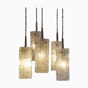 Lampadario a cinque livelli in vetro di J. T. Kalmar, anni '60