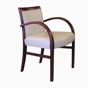 Art Deco Bentwood and Cream Leatherette Club Chair, 1930s