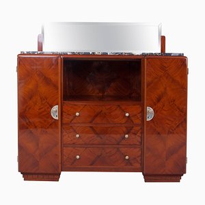 Art Deco French Sideboard with Marble Desk and Mirror, 1920s